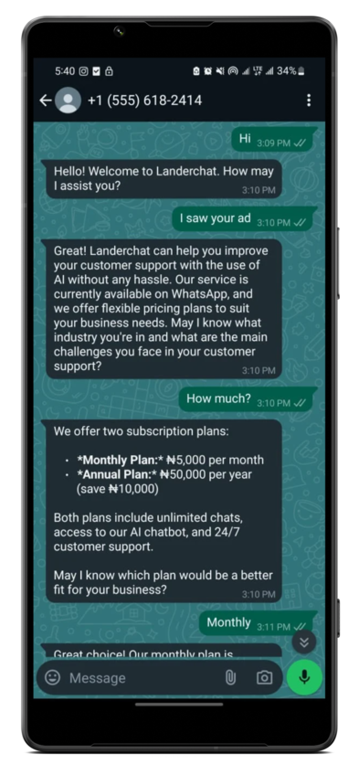 AI Chatbot on a Mobile Phone
